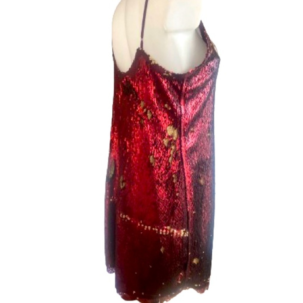 FREE PEOPLE "Time To Shine" Sequin Slip in Deep Metallic Wine Size Large - Picture 8 of 10